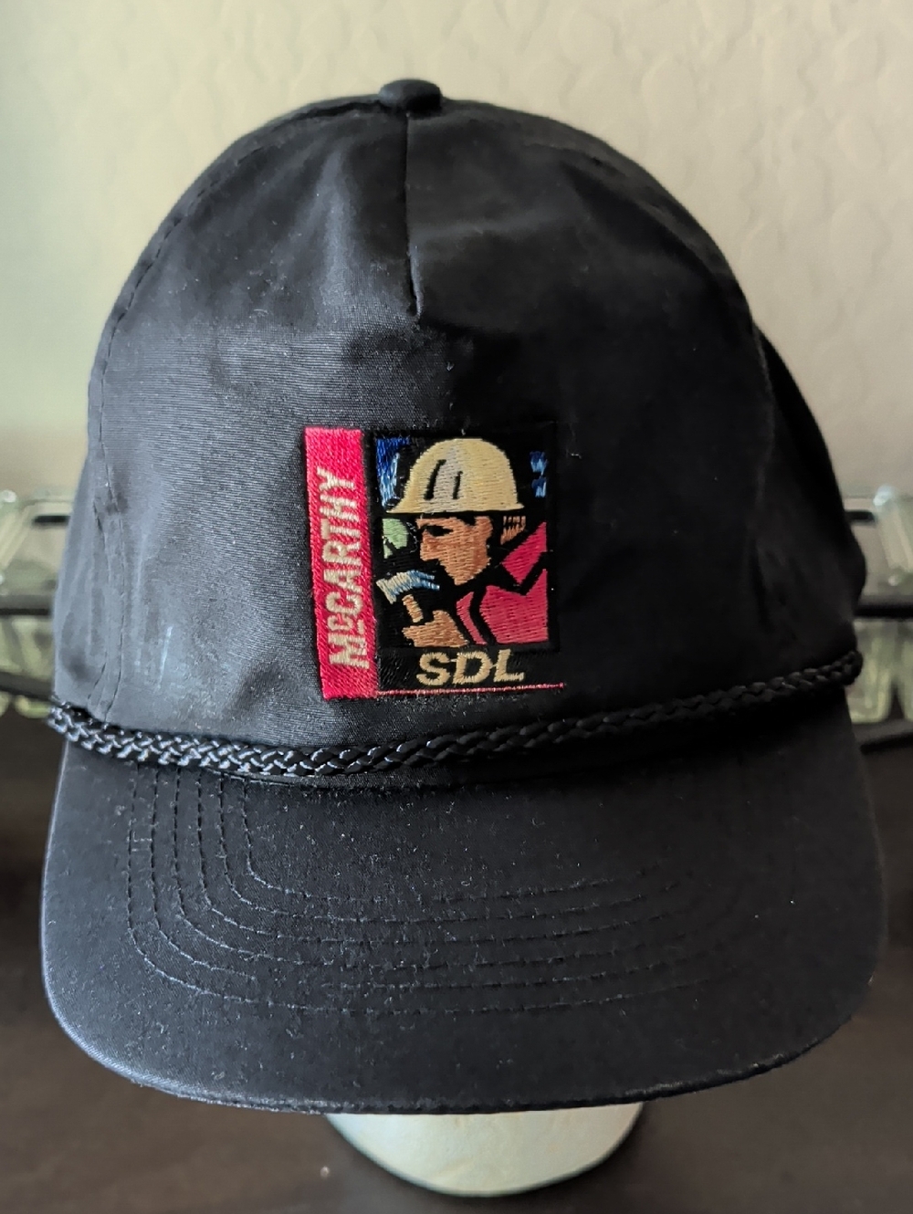 Vintage McCarthy SDL Construction Worker Hammer logo Snapback